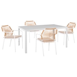 Garden table and chairs 5 pcs. Ofer HM21020 metal and aluminum 150X90CM-WHITE