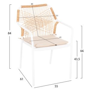 Garden table and chairs 5 pcs. Ofer HM21020 metal and aluminum 150X90CM-WHITE