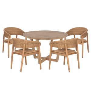 Garden table and chairs 5 pcs. Paraiso HM10907 acacia wood & rope in natural colors