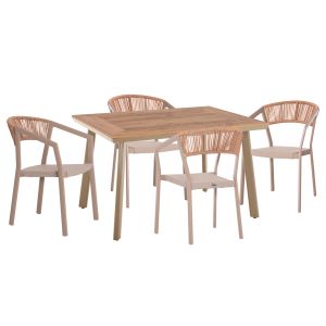 Garden table and chairs 5 pcs. Taber HM10837.03 aluminum polywood-cappuccino/champagne