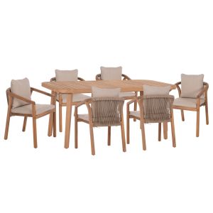 Garden table and chairs 7 pcs. Contrel HM10899.01 acacia wood in natural color-cushions in beige