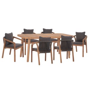 Garden table and chairs 7 pcs. Contrel HM10899.02 acacia wood in natural color-cushions in gray