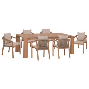Garden table and chairs 7 pcs. Contrel HM10901.01 acacia wood in natural color-cushions in beige