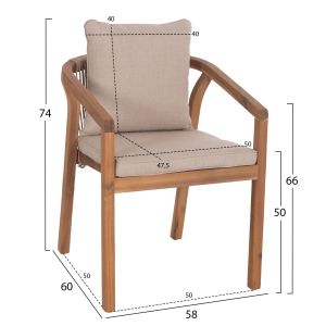 Garden table and chairs 7 pcs. Contrel HM10901.01 acacia wood in natural color-cushions in beige