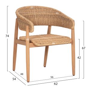 Garden table and chairs 7 pcs. Cort HM10908 acacia wood & rope in natural colors