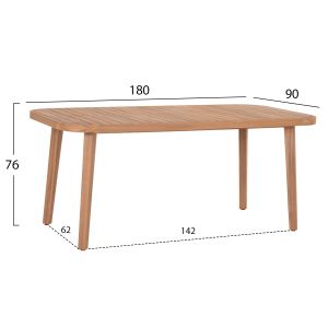 Garden table and chairs 7 pcs. Cort HM10908 acacia wood & rope in natural colors