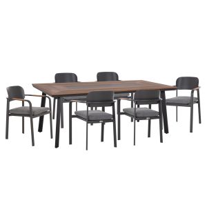 Garden table and chairs 7 pcs. Elara HM10827.01 aluminum in gray-polywood