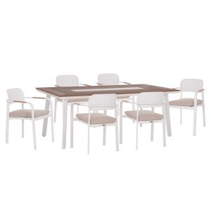 Garden table and chairs 7 pcs. Elara HM10827.02 aluminum in white-polywood