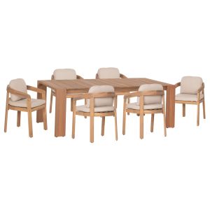 Garden table and chairs 7 pcs. Filem HM10905 acacia wood in natural color-cushion in beige