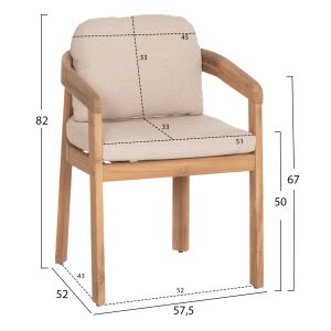 Garden table and chairs 7 pcs. Filem HM10905 acacia wood in natural color-cushion in beige