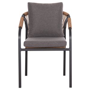 Garden table and chairs 7 pcs. Maerly HM10826.13 aluminum &amp; cushions in dark gray-polywood