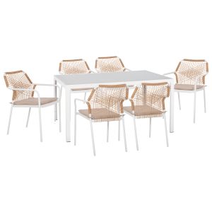 Garden table and chairs 7 pcs. Ofer HM21005.03 metal and ALUMINIUM150X90CM-WHITE