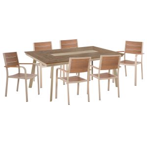Garden table and chairs 7 pcs. Saga HM10839.01 chairs &amp; table aluminum-polywood-champagne
