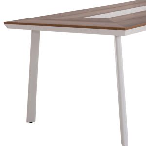 Garden table and chairs 7 pcs. Topin HM10825.01 aluminum in White-polywood-pe rattan