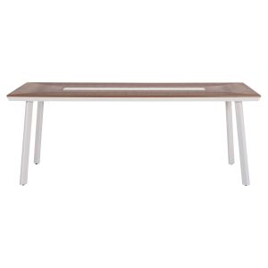 Garden table and chairs 7 pcs. Topin HM10825.01 aluminum in White-polywood-pe rattan