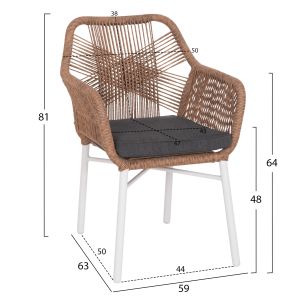 Garden table and chairs 7 pcs. Topin HM10825.01 aluminum in White-polywood-pe rattan