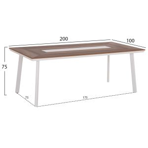 Garden table and chairs 7 pcs. Topin HM10825.01 aluminum in White-polywood-pe rattan
