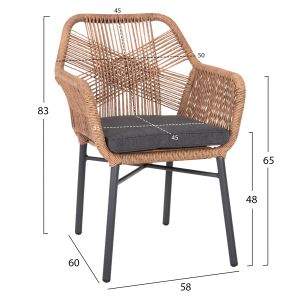 Garden table and chairs 7 pcs. Topin HM10825.03 aluminum in Dark gray-polywood-pe rattan