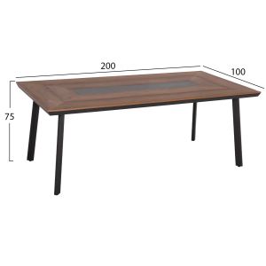 Garden table and chairs 7 pcs. Topin HM10825.03 aluminum in Dark gray-polywood-pe rattan