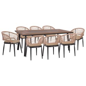 Garden table and chairs 9 pcs. Magnet HM10828.01 aluminum in Dark gray-polywood-pe rope