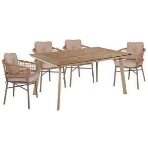 Garden table and chairs Taber HM10841.01ALUMINUM & polywood-mocha