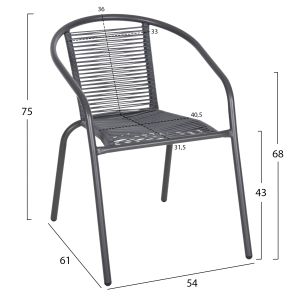 Garden table and chairs set of 3 Figo HM10878.01 metal &amp; Pe rattan in gray