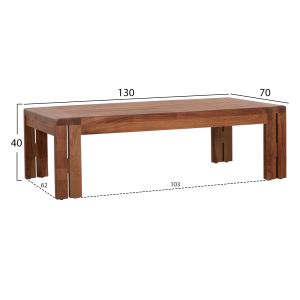 Garden rectangular coffee table Kioto HM6384 teak in natural color 130X70X40HCM.