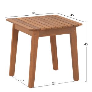 Градинска странична маса Terrix ημ6523 акациево дърво в натурален цвят 45X45X45ВСМ