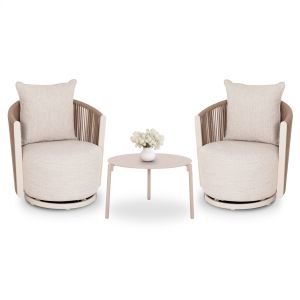 Garden set 3 pieces Lorien SM10845.01 aluminum ivory color - beige cushions