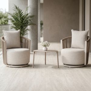 Garden set 3 pieces Lorien SM10845.01 aluminum ivory color - beige cushions