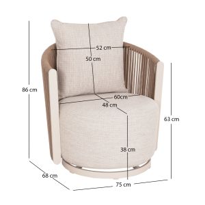 Garden set 3 pieces Lorien SM10845.01 aluminum ivory color - beige cushions