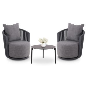 Garden set 3 pieces Lorien SM10845.02 aluminum and cushions in charcoal color