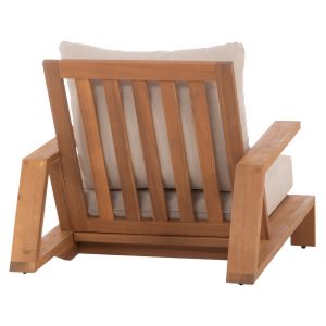 Garden set 3 pieces Mirex HM10893 coffee table and 2 armchairs - acacia wood - ecru cushions