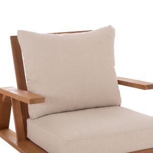 Garden set 3 pieces Mirex HM10893 coffee table and 2 armchairs - acacia wood - ecru cushions