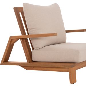 Garden set 3 pieces Mirex HM10893 coffee table and 2 armchairs - acacia wood - ecru cushions