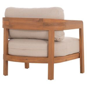 Garden set 3 pieces Solara HM10892 coffee table and 2 armchairs - acacia wood - ecru cushions