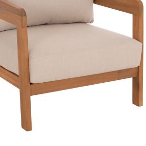 Garden set 3 pieces Solara HM10892 coffee table and 2 armchairs - acacia wood - ecru cushions