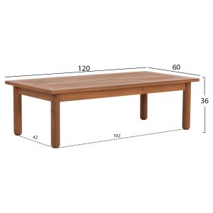 Garden set 4 pieces Elmora HM6517 acacia wood - polyester cushion covers in ecru color