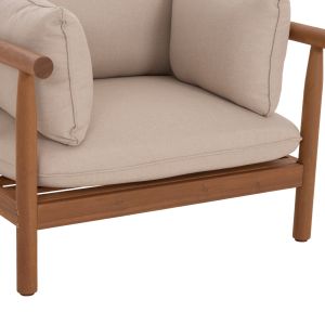 Garden set 4 pieces Elmora HM6517 acacia wood - polyester cushion covers in ecru color