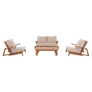 Garden set 4 pieces Mirex HM6521 acacia wood - polyester cushion covers in ecru color