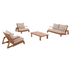 Garden set 4 pieces Mirex HM6521 acacia wood - polyester cushion covers in ecru color