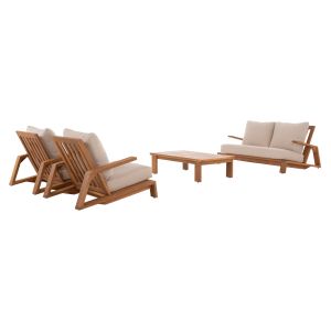 Garden set 4 pieces Mirex HM6521 acacia wood - polyester cushion covers in ecru color