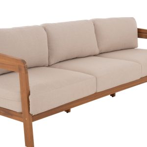 Garden set 4 pieces Solara HM6514 acacia wood - polyester cushion covers in ecru color