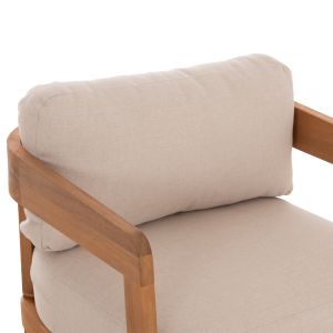 Garden set 4 pieces Solara HM6514 acacia wood - polyester cushion covers in ecru color