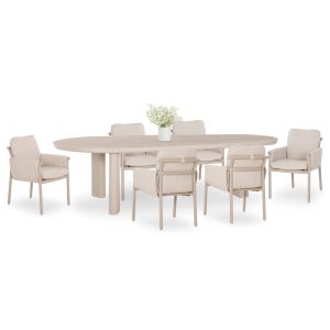 Garden set 6 pieces Anubis SM10850.02 with aluminum frame in beige - sintered stone slab