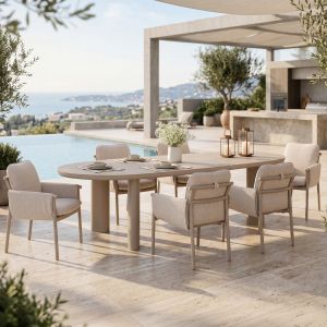 Garden set 6 pieces Anubis SM10850.02 with aluminum frame in beige - sintered stone slab