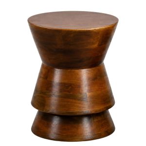 Brown mango wood side table Ф35X45CM