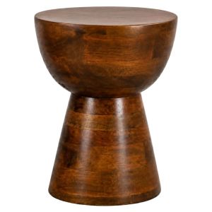 Brown mango wood side table Ф37X48CM