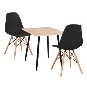 3-piece dining set Paloma HM21380 square table and 2 dining chairs in black
