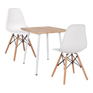 3-piece dining set Paloma HM21381 square table and 2 dining chairs in white